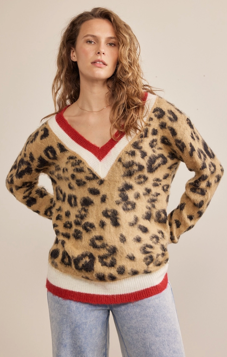 Sanctuary XOXO Animal Print V Neck Sweater offers // XS